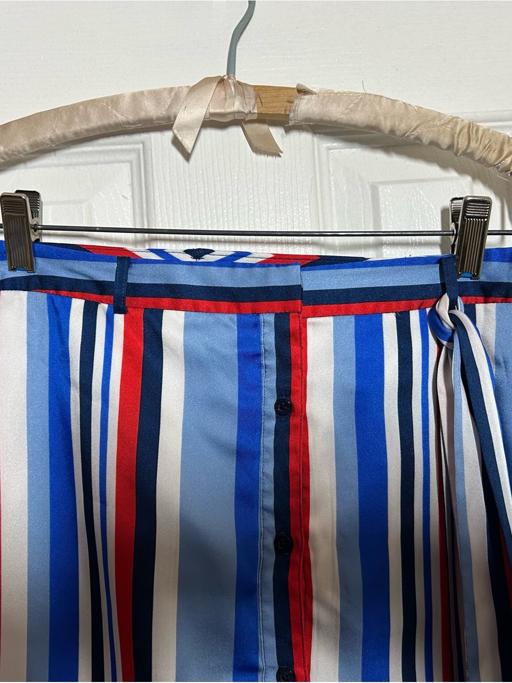Lauren Ralph Lauren Striped Midi Skirt Size 8 Tie Waist Nautical Preppy Chic - Picture 7 of 15
